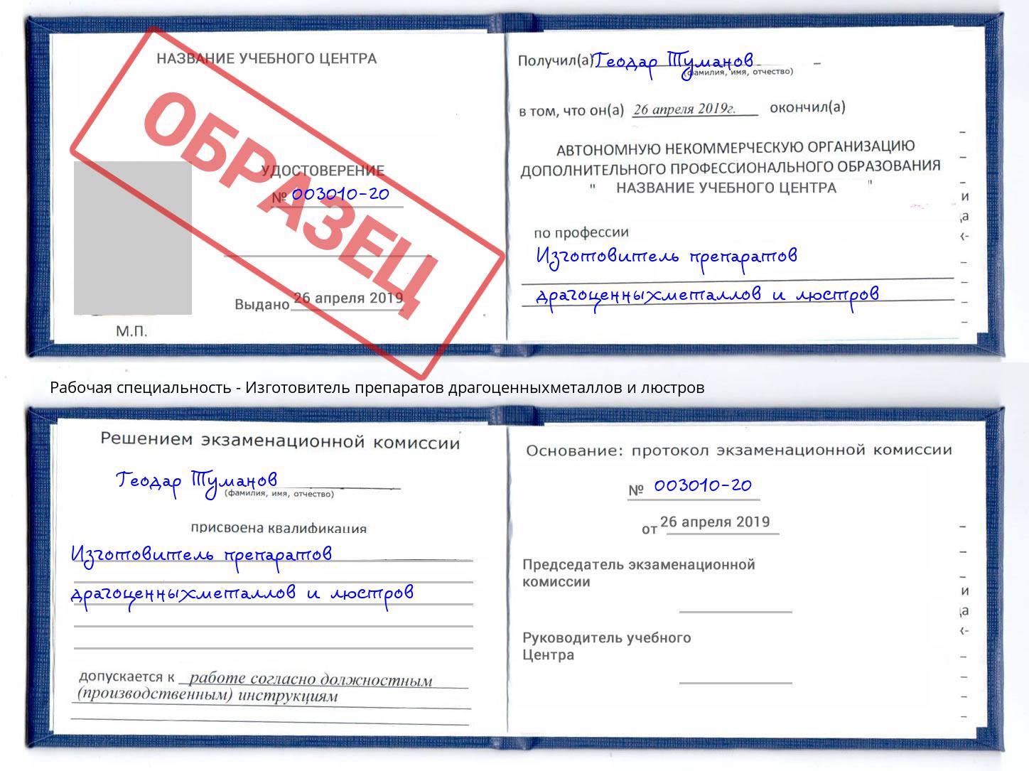 Изготовитель препаратов драгоценныхметаллов и люстров Краснокамск