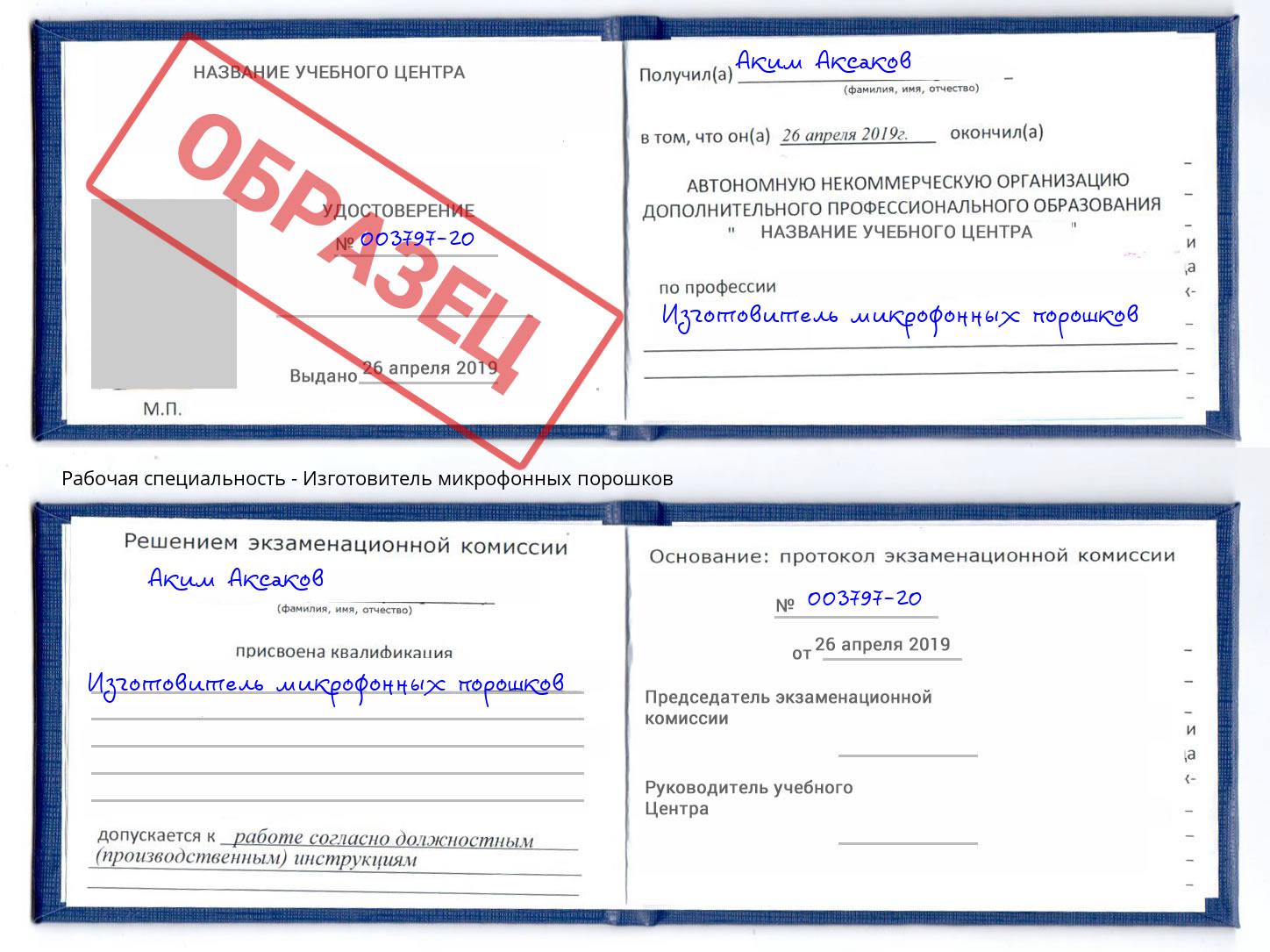 Изготовитель микрофонных порошков Краснокамск