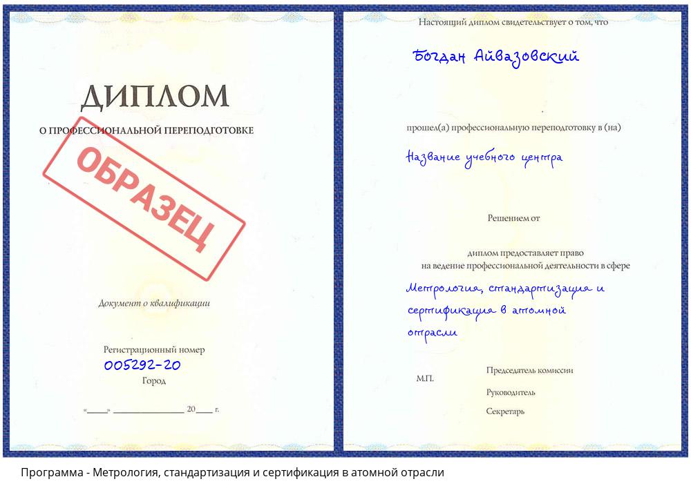 Метрология, стандартизация и сертификация в атомной отрасли Краснокамск