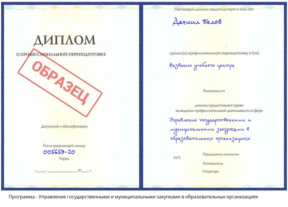 Управление государственными и муниципальными закупками в образовательных организациях Краснокамск