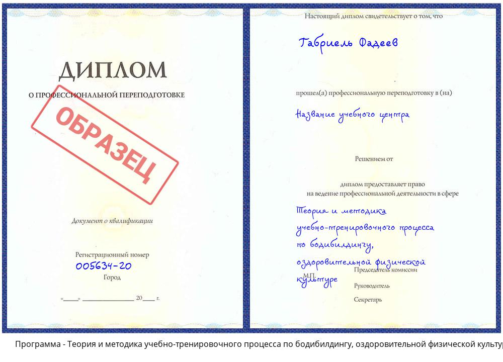 Теория и методика учебно-тренировочного процесса по бодибилдингу, оздоровительной физической культуре Краснокамск
