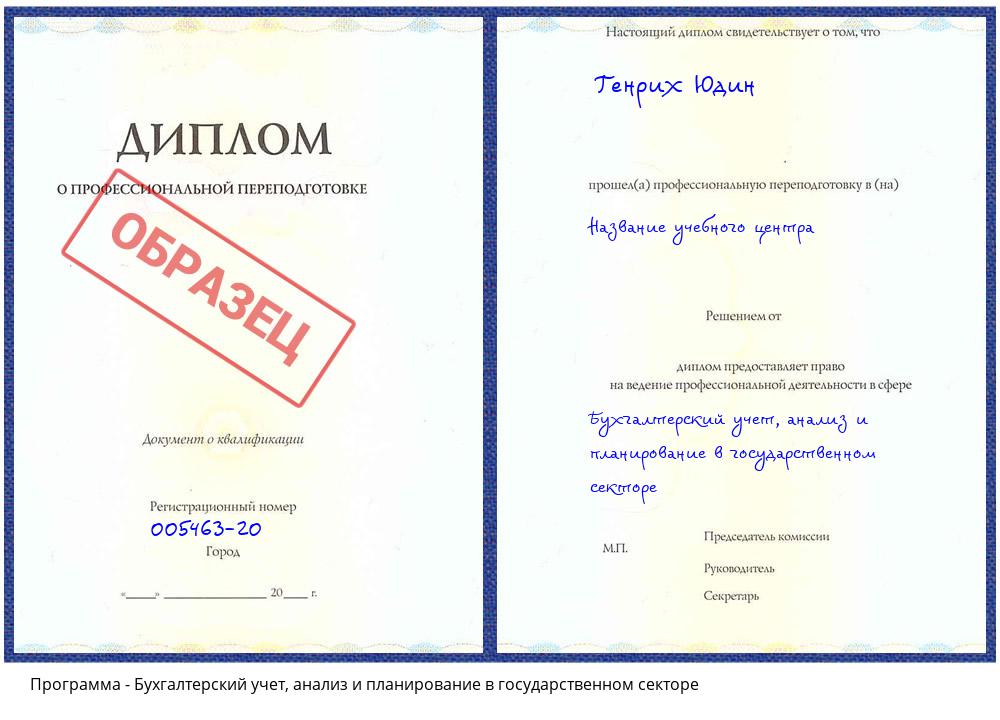 Бухгалтерский учет, анализ и планирование в государственном секторе Краснокамск