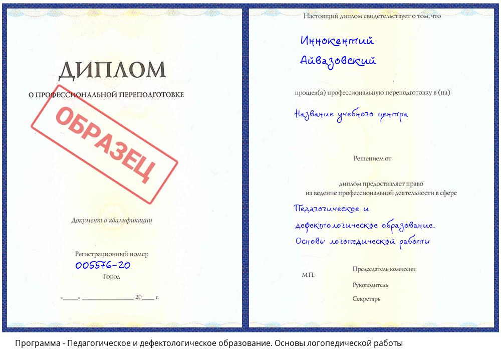 Педагогическое и дефектологическое образование. Основы логопедической работы Краснокамск