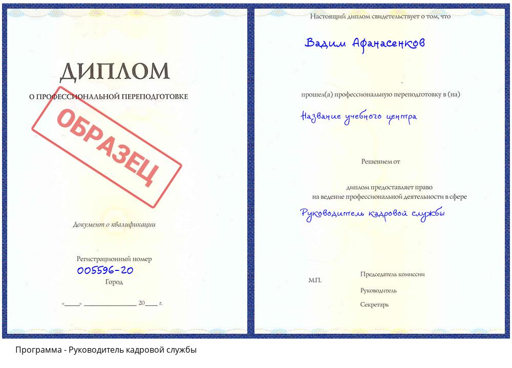 Руководитель кадровой службы Краснокамск