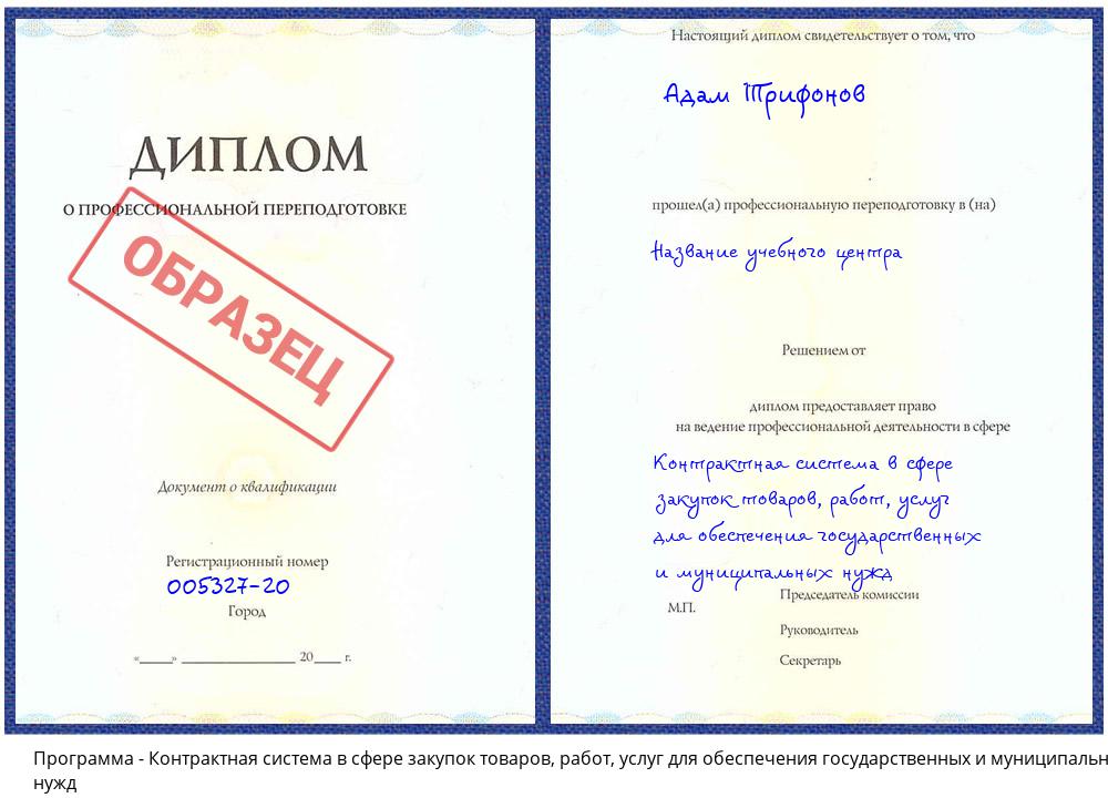 Контрактная система в сфере закупок товаров, работ, услуг для обеспечения государственных и муниципальных нужд Краснокамск