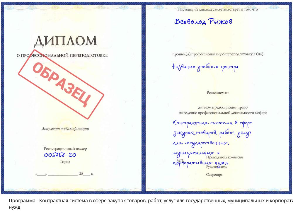 Контрактная система в сфере закупок товаров, работ, услуг для государственных, муниципальных и корпоративных нужд Краснокамск