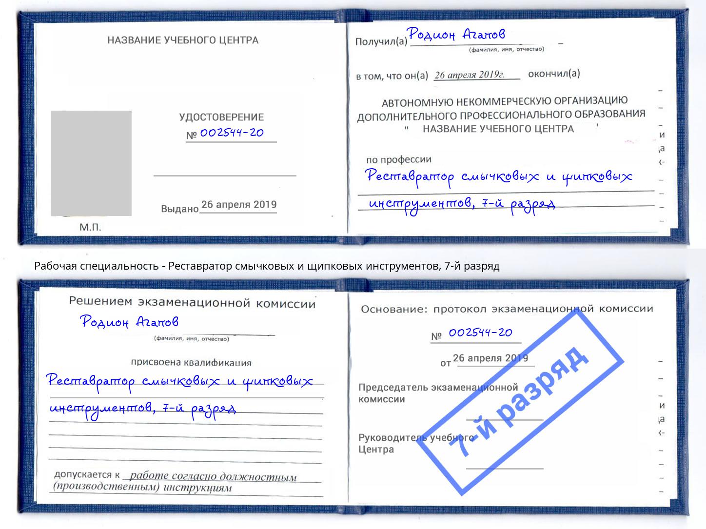 корочка 7-й разряд Реставратор смычковых и щипковых инструментов Краснокамск