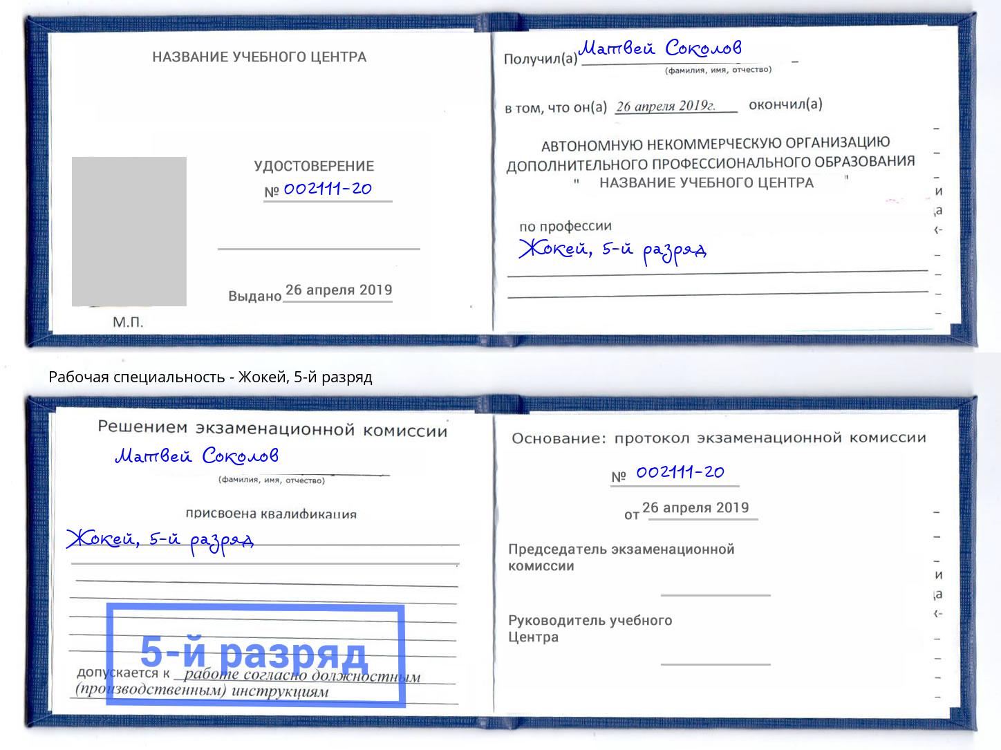 корочка 5-й разряд Жокей Краснокамск