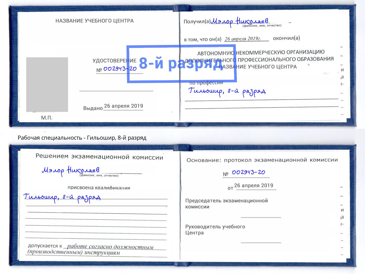 корочка 8-й разряд Гильошир Краснокамск